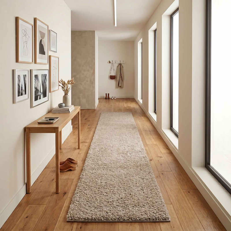 Ainsley Plain Living Room Shaggy Area Rug Modern Soft Pile Polyester Rug, Emerald, Runner 60 x 220 cm