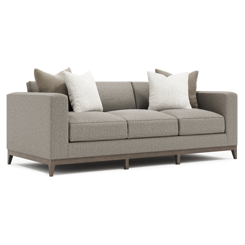 Noel Upholstered Sofa, Portobello, Gray Polyester, 27.50" H x 88" W x 40" D