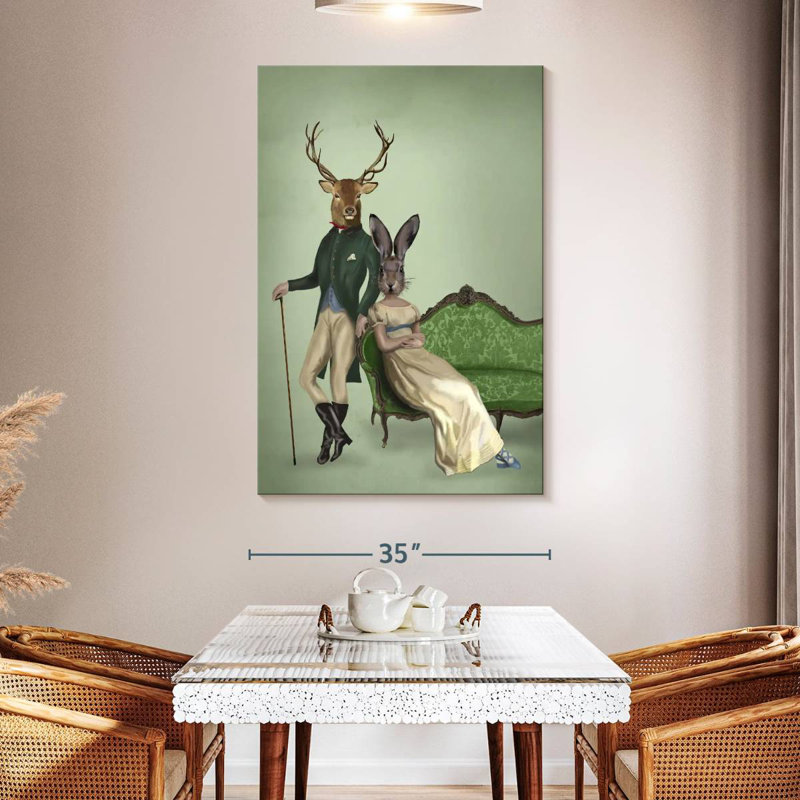 Ketti Mr. Deer And Mrs. Rabbit I, 51" H x 34" W
