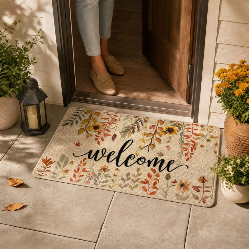 Tapis d'entrée décoratif sur le thème de l'Action de grâce, facile d'entretien, pour porche, couloir ou maison, idéal pour les fêtes d'automne.