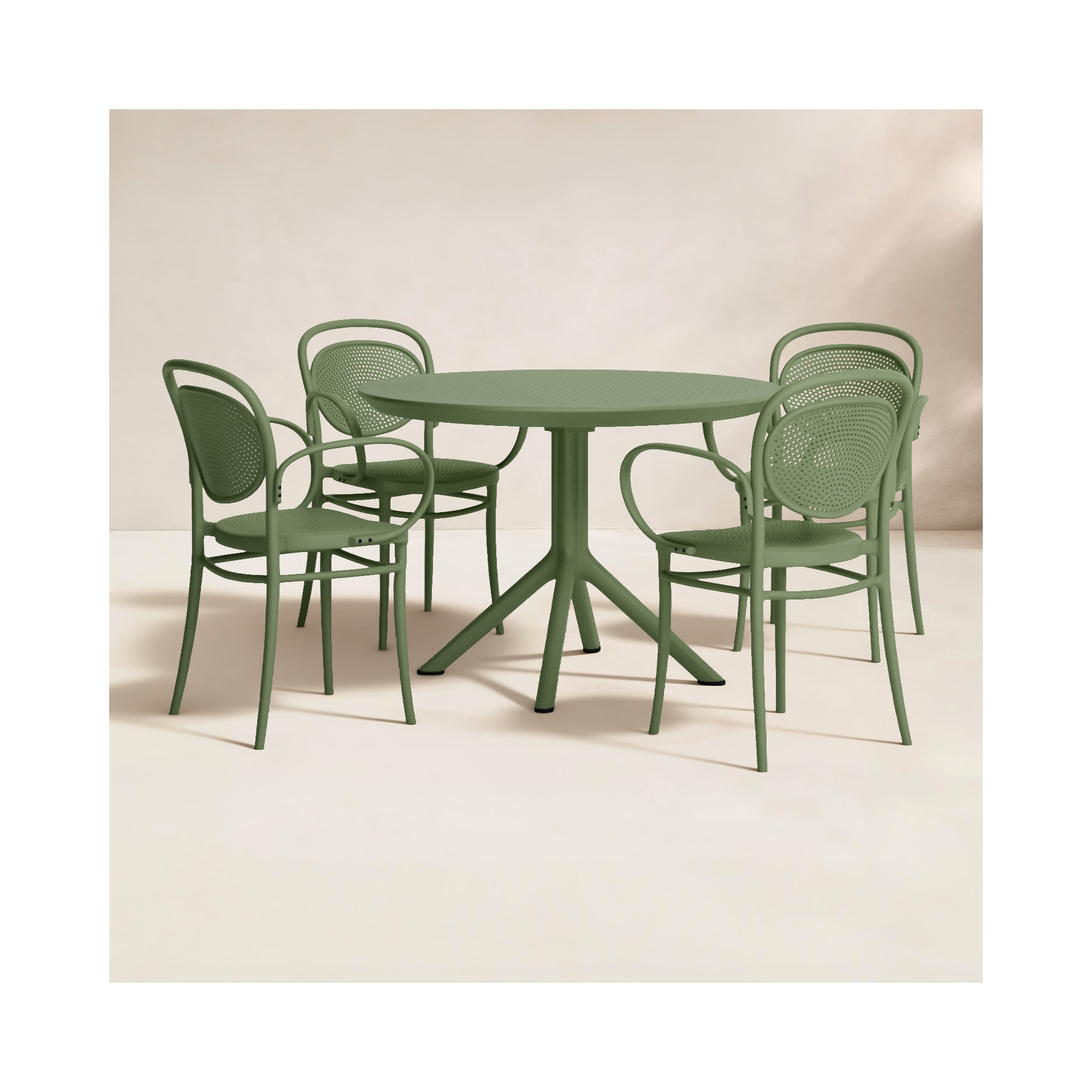 Farrah Marcel Armchair 5 Person Dining Set, Olive Green