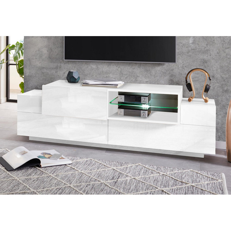 Aadaya TV Stand And Entraitenment for TVs up to 42", Matte White/Glossy White