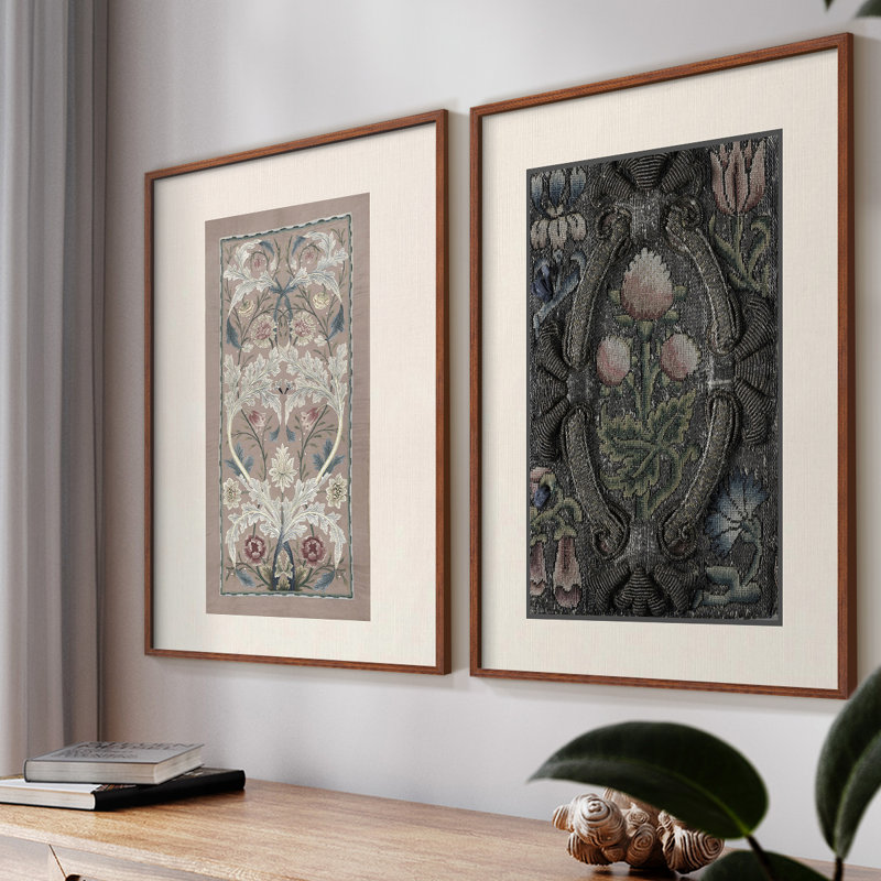 «Abstract Vintage», impression giclée encadrée - ensemble de 2, Noyer, H 12 po x l 30 po
