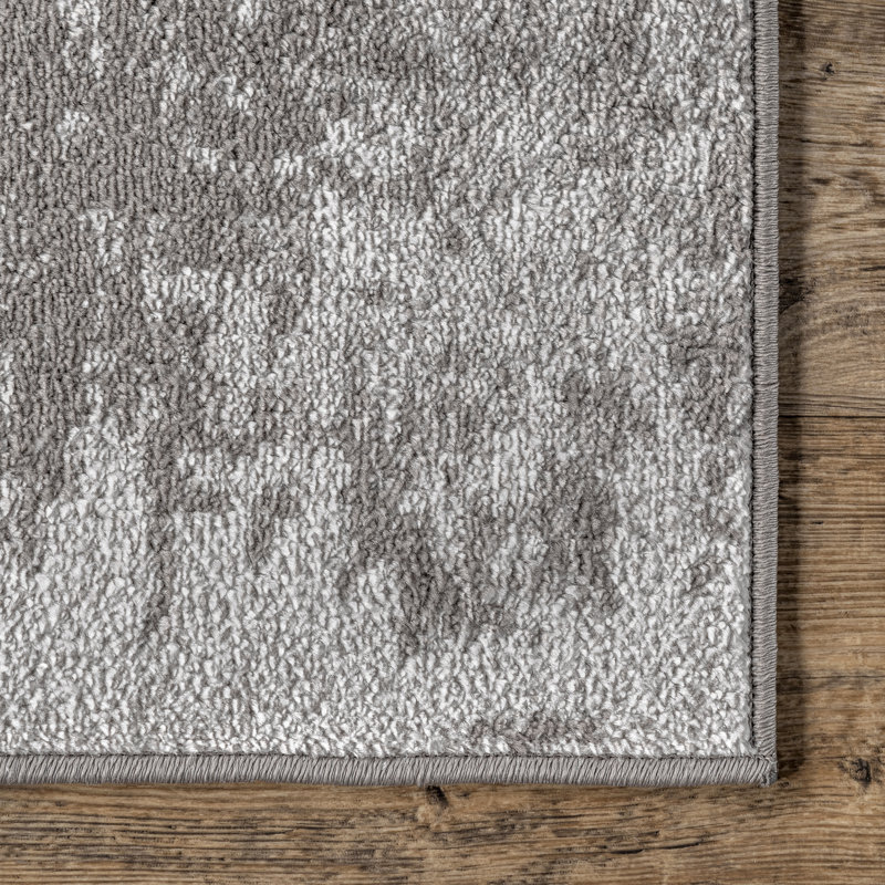 Tapis abstrait Whitney pour salon, chambre, salle à manger et cuisine, gris clair / ivoire, Rectangle 8 pi x 10 pi