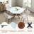 47.2” Round Dining Set With Glass Top Metal Base And 4 Gray Fabric Chairs For Kitchen Dining Living Room