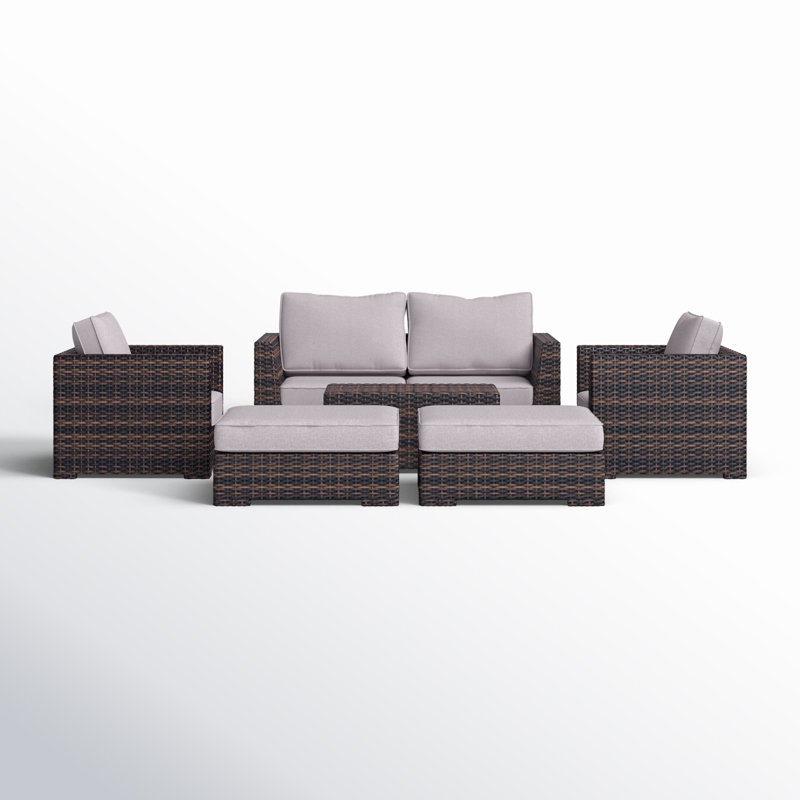 Cariah Wicker Fully Assembled 6 - Person Seating Group with Cushions