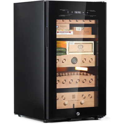 Cm80d 75l Electric Cigar Humidor Cabinet With Compressor Cooling, 360° Circulation & Patented Ammonia Removal, Accurate Humidity & Temperature Control, Spanish Cedar Drawers, Lock & Light- 900 Counts