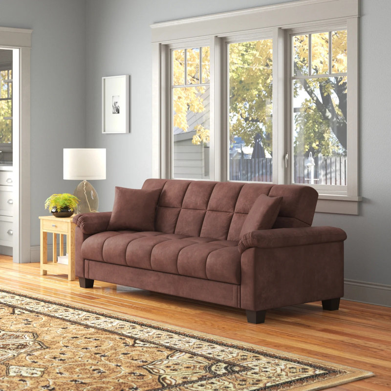 Microfiber Convertible Sofa, Chocolate Microfiber