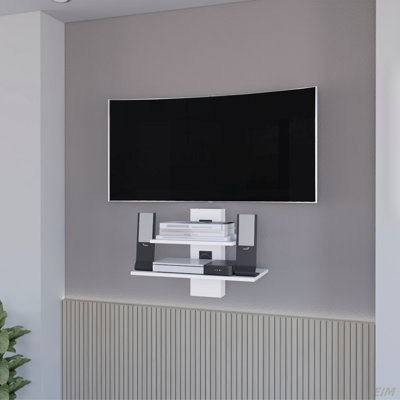 Floating Shelf, Sleek Dual-Shelf Wall Unit With Cable Management