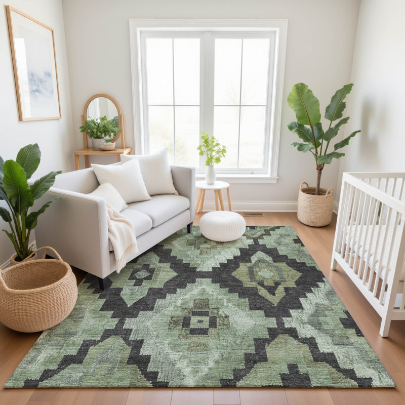 Premium Machine Washable Farolt AMF1894 Aztec Rug, Rectangle 10' x 14'