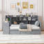 Lit de jour simple en bois avec 3 tiroirs, ports USB et bureau, gris