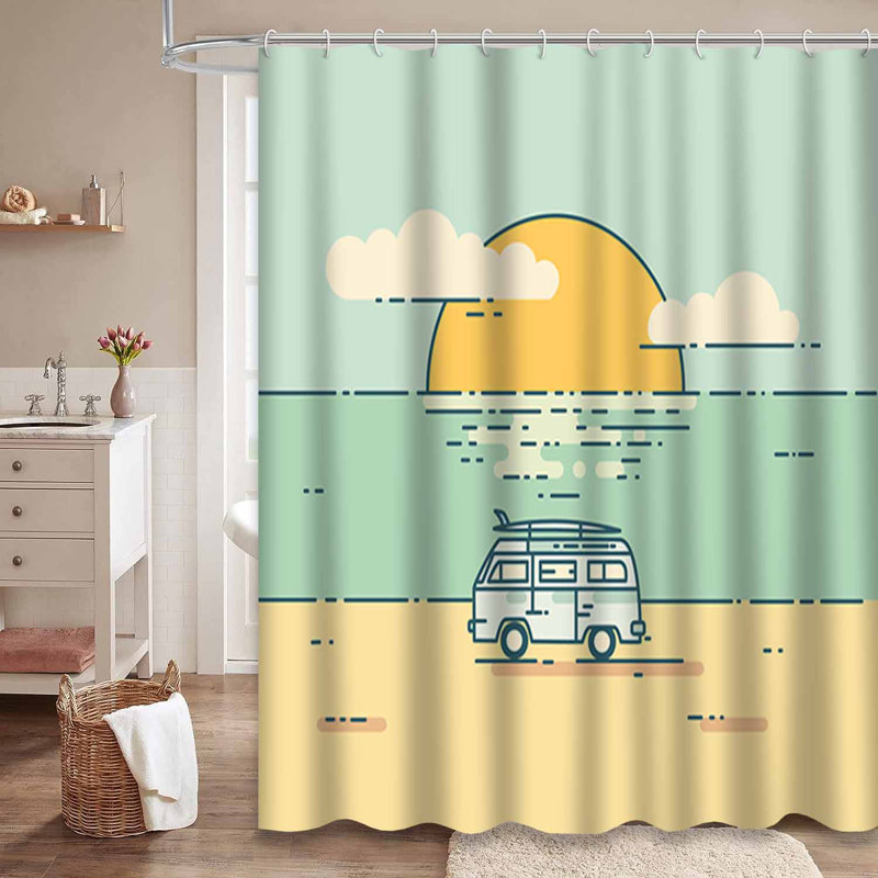 Rideau de douche imperméable à l'eau avec 12 crochets, L 72 po x l 72 po
