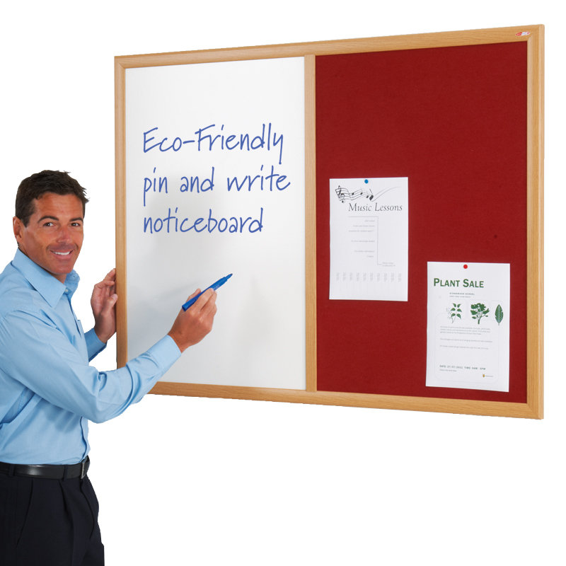 Wall Mounted Combination Board, 60 cm H x 90 cm W, Burgundy
