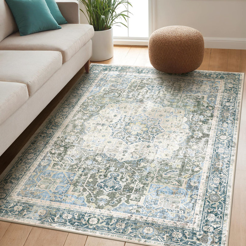 Tapis d'intérieur délavé et antidérapant, Rectangle 5 pi x 7 pi