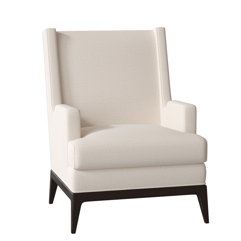 Cooper Upholstered Wingback Chair, Venice Ivory, American Walnut