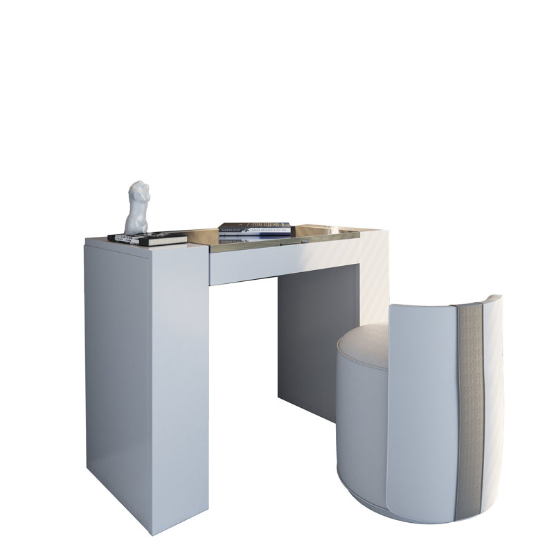 Ensemble de coiffeuse avec tabouret et miroir, Mat