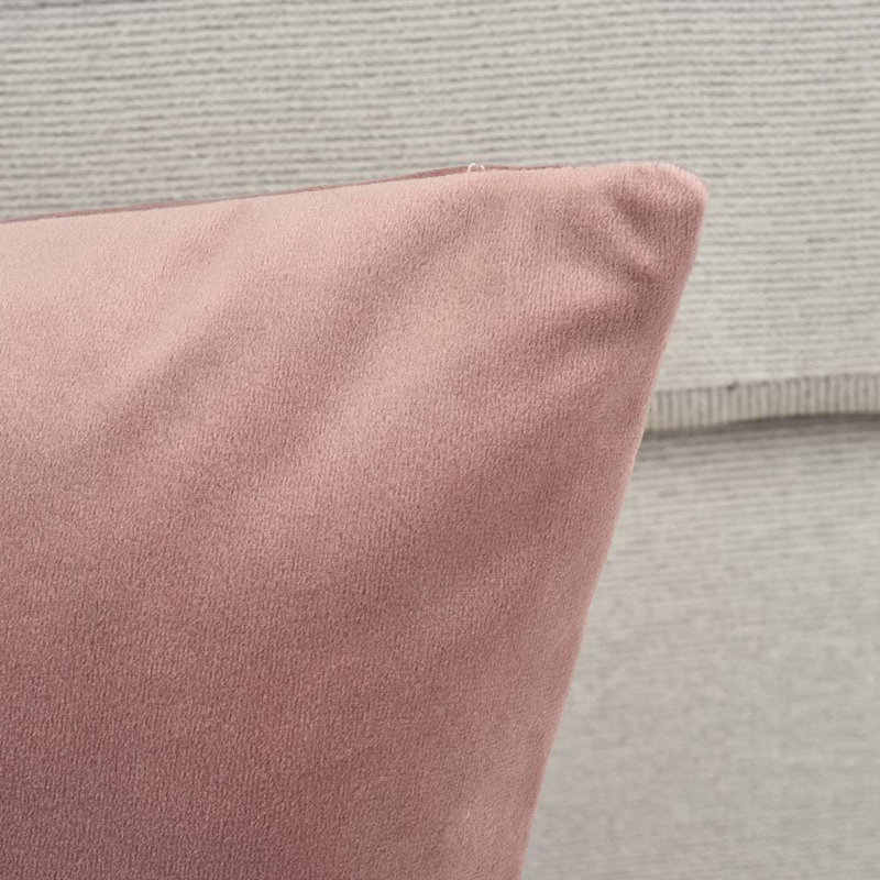 Solid Velvet Reversible Pillow Cover, Blush Pink, 22"H x 22"W