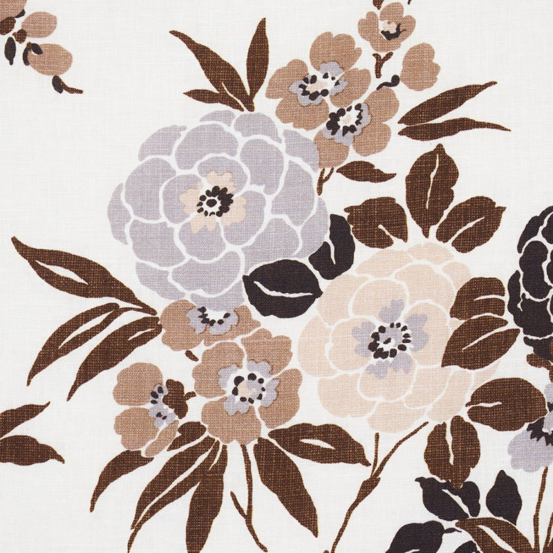 Tissu floral Valentina, Brun