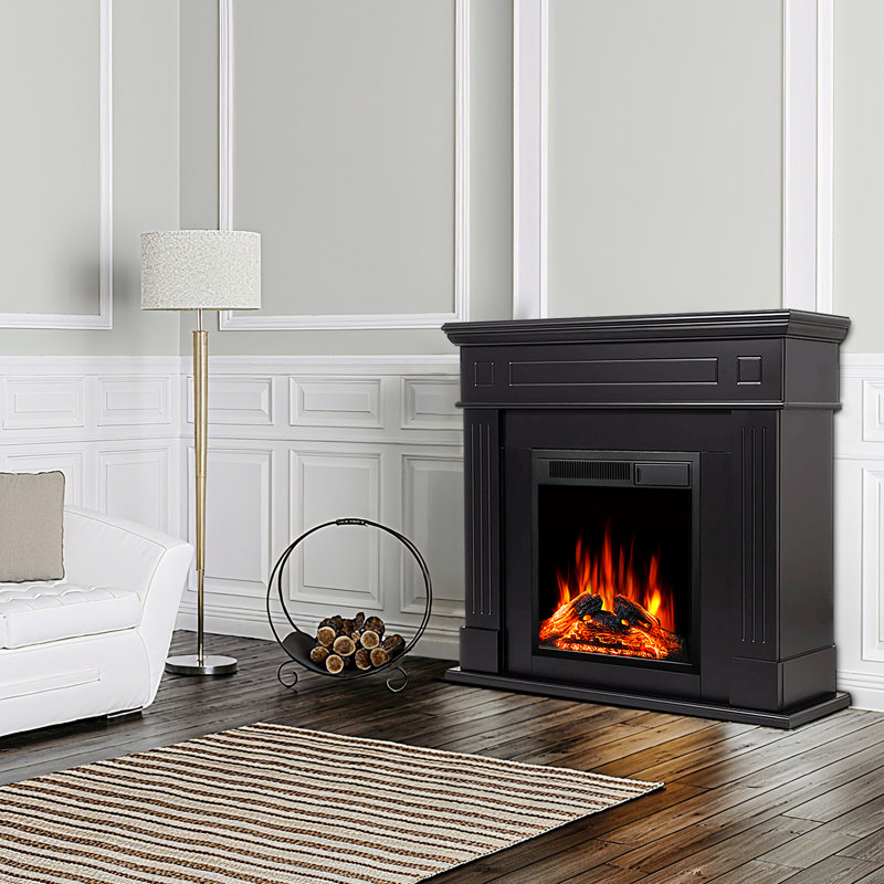  Small Electric Fireplace With Mantel,43.39"w X 39.68"h X 13.70"d, 750w/1500w Heater (5100 Btu, 400 Sq Ft), 3d Realistic Led Flames, Silent (≤40db)