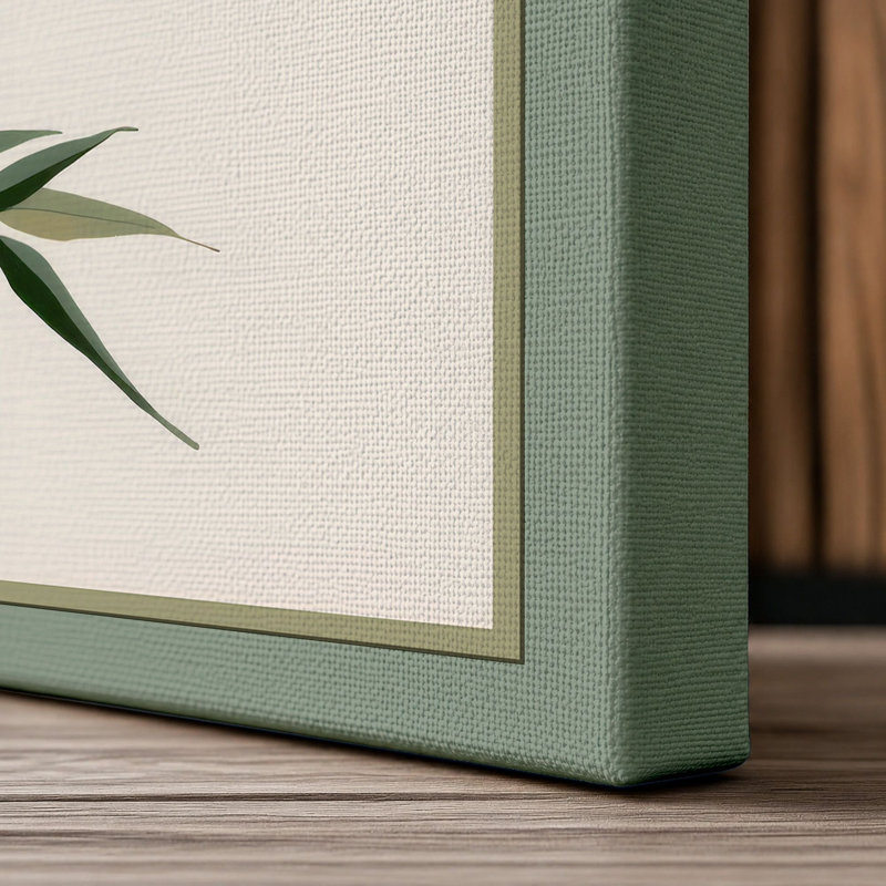 Bamboo and Birds Japandi 1 Piece Wrapped Canvas Wall Art, 18x12 - 45.7 x 30.5 cm, Sage Border