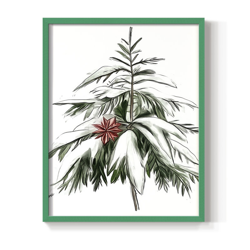 «Christmas Holiday Art DCCDXLVII», reproduction d'art encadrée - bois massif, H 11 po x l 9 po, Vert