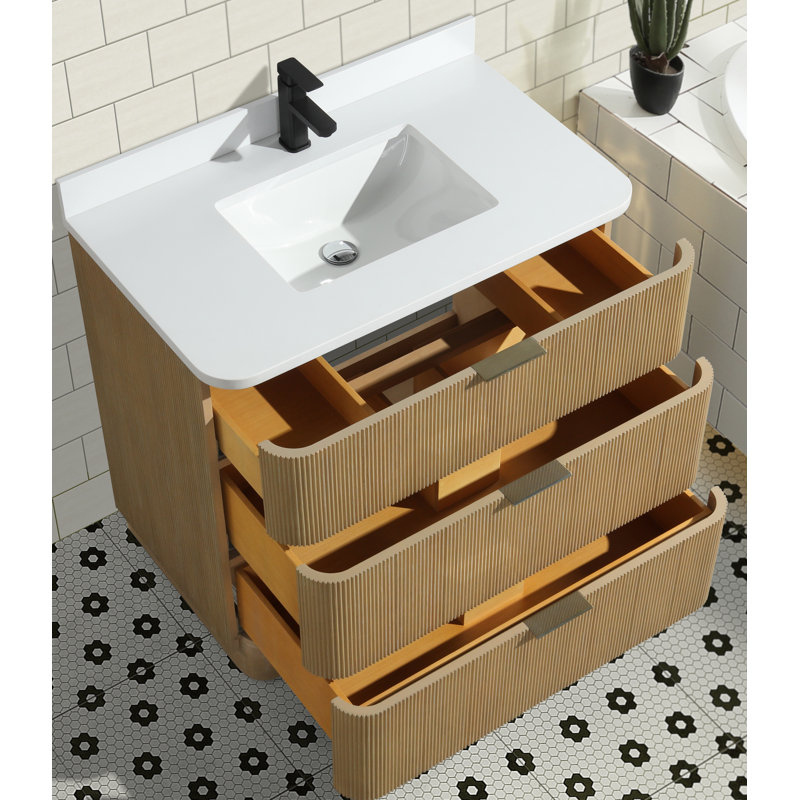 Azam 36'' Single Bathroom Vanity With Engineered Quartz Top