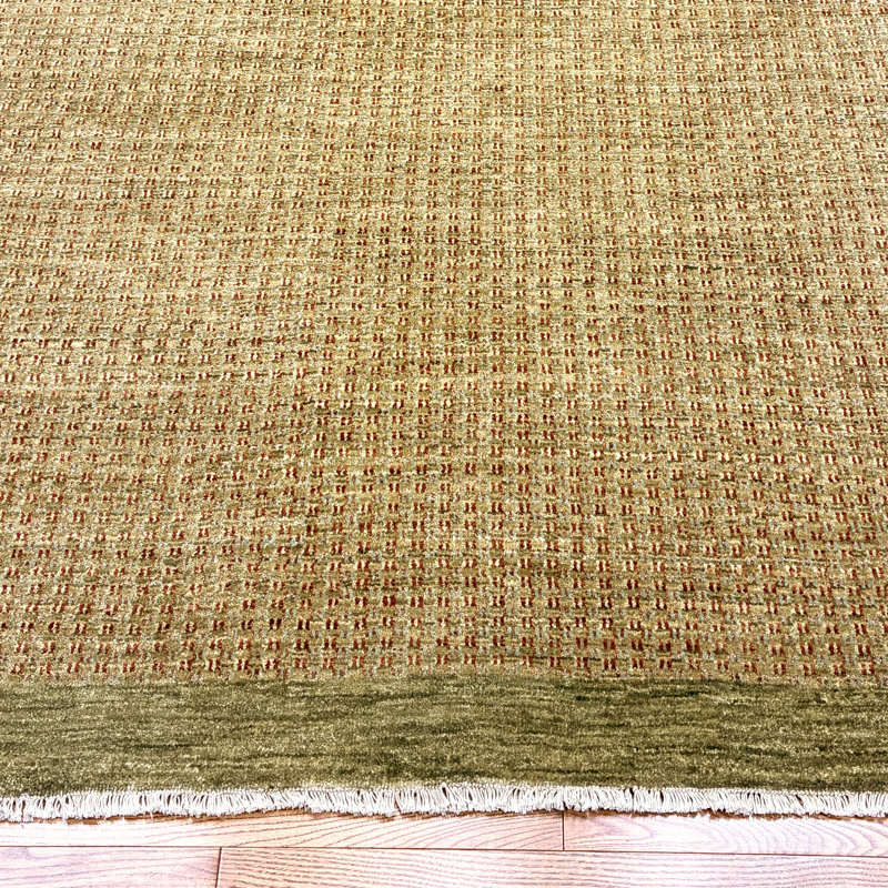 Tapis vert / brique en laine noué à la main Textures, Rectangle 9 pi x 12 pi
