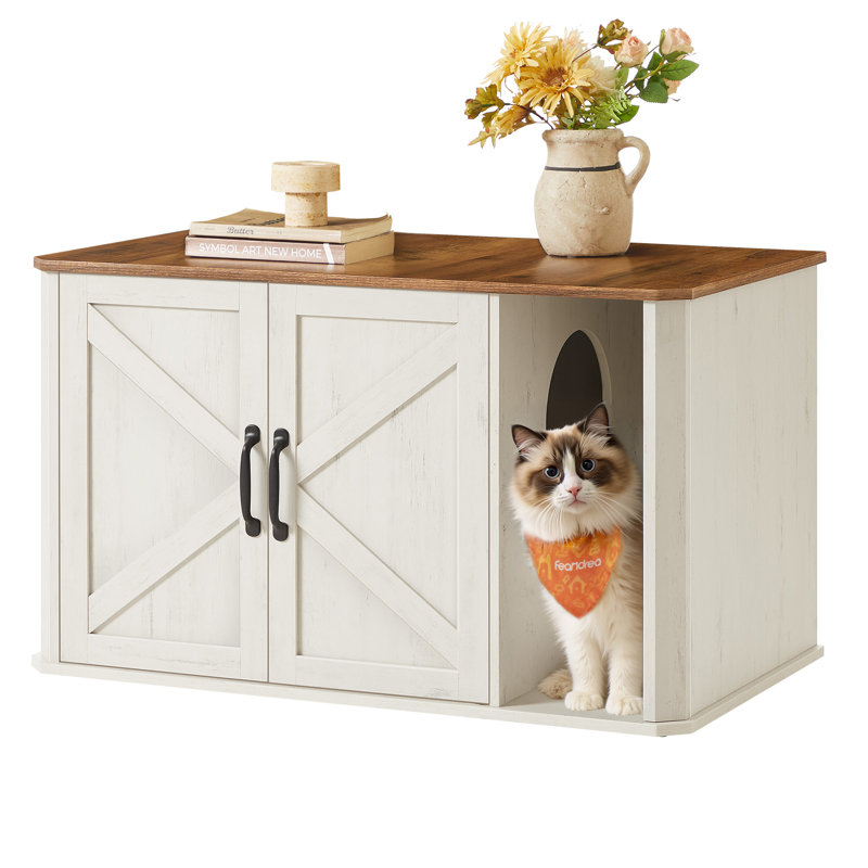 Gerrika Wood Litter Box Enclosure, Heather Greige/Brown