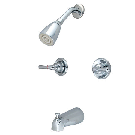 Robinet inverseur de baignoire et de douche avec poignées leviers modernes, Chrome poli