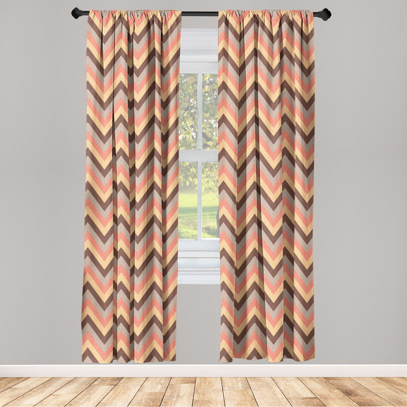 Chevron Multicolor Microfiber Rod Pocket Curtain Panels