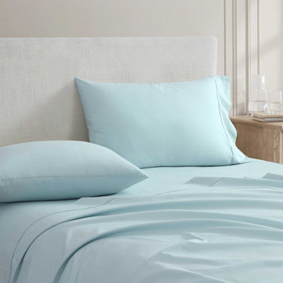 Martha Stewart Skylands Solid Cotton Percale Blue Sheet Set