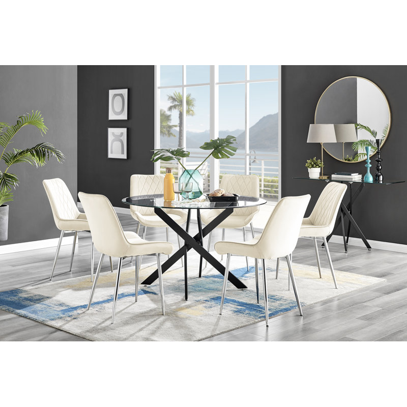 Ensemble repas pour 6 personnes, Crème / argenté