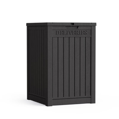 Boîte de livraison de colis, grande boîte de rangement verrouillable, livraison de colis extérieur en résine à double paroi et boîte de terrasse imperméable pour porche, patios