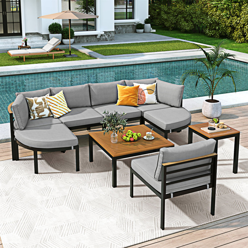 Ensemble de conversation pour canapé modulaire d'extérieur, Gris