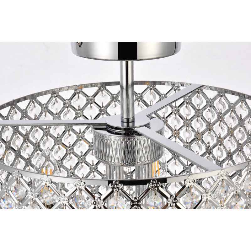 Dusin Semi Flush Mount, Chrome, Chrome/Clear, 19" H x 14" W x 14" D