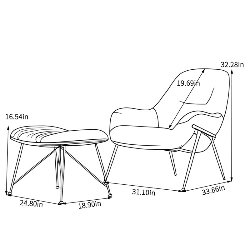 Chaise en mousse haute densité avec pieds plaqués or