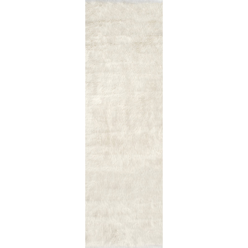 Lukasik Performance Shag Off-White Rug, Runner 2'6" x 8'