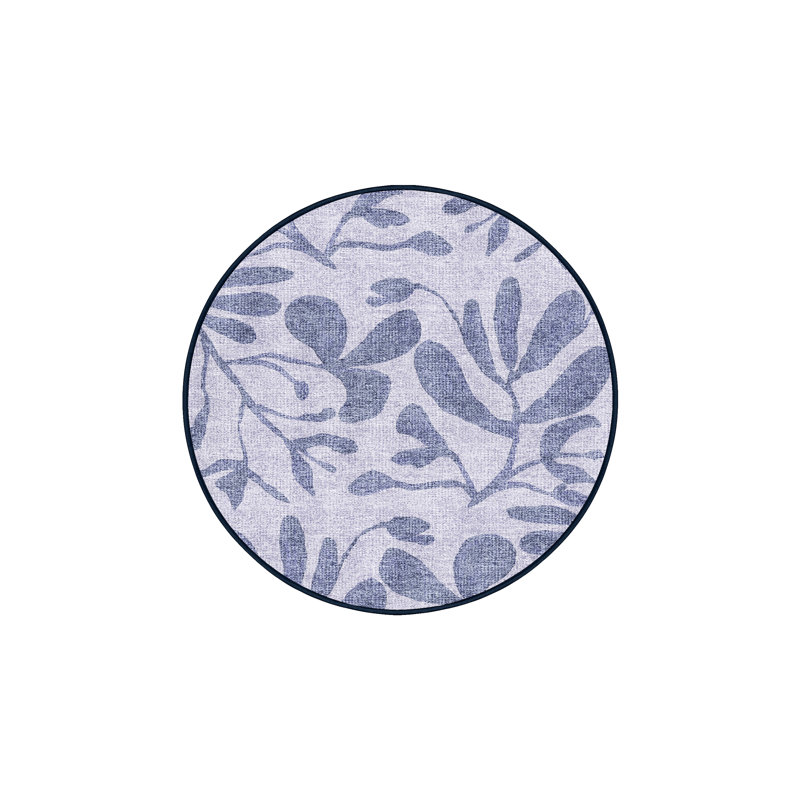 Tapis bleu / gris en chenille / polyester tissé à la machine Bentura, Rond 3 pi