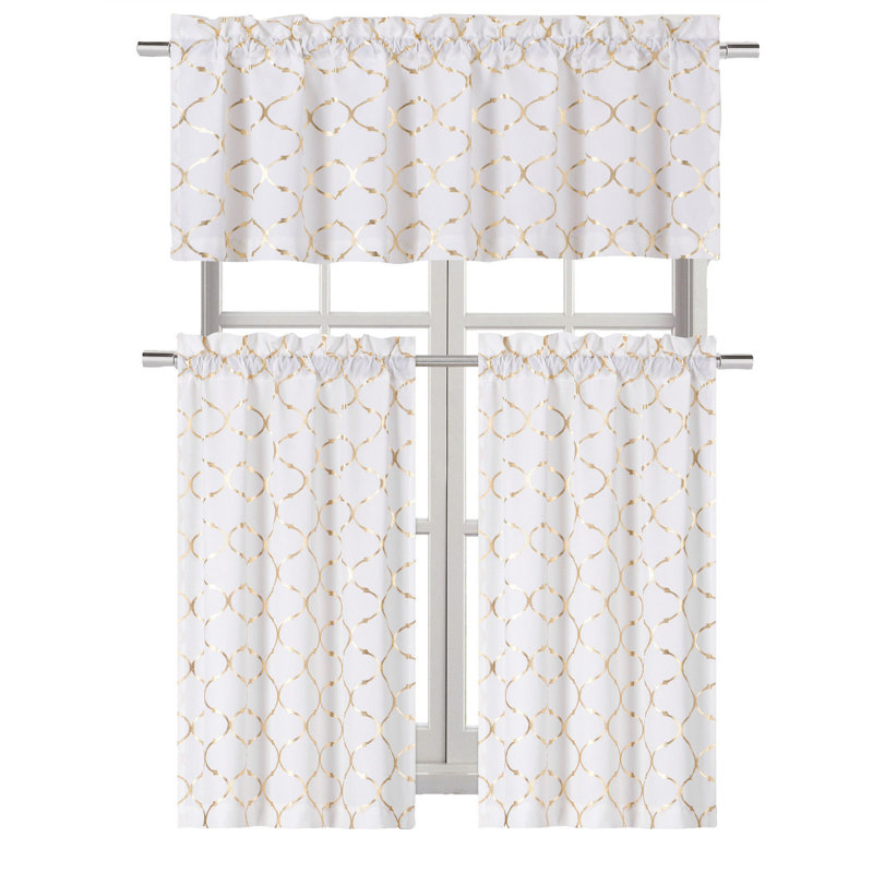 Chevonne Geometric Tailored Kitchen Curtain, Gold
