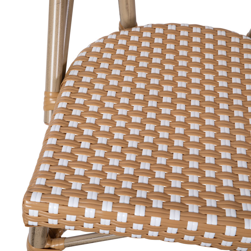 Indoor/Outdoor All-Weather Commercial Paris Chairs with Bamboo Print Frame, Short Stool (18.25" Seat Height)