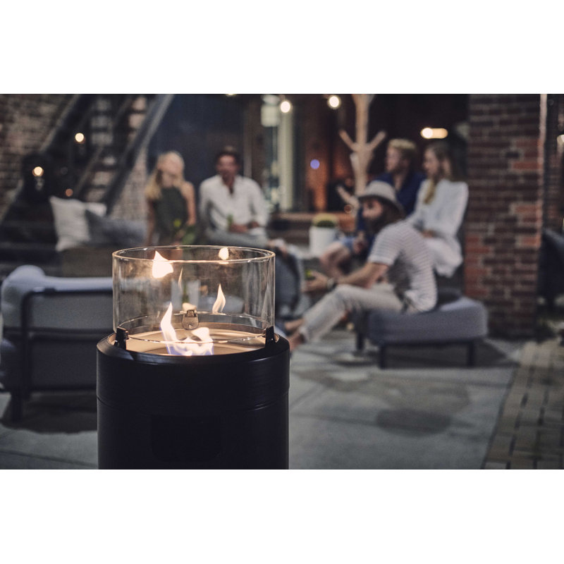 Armentha Round Steel Propane Smokeless Fire Column, 76cm H x 40cm W x 40cm D, Black