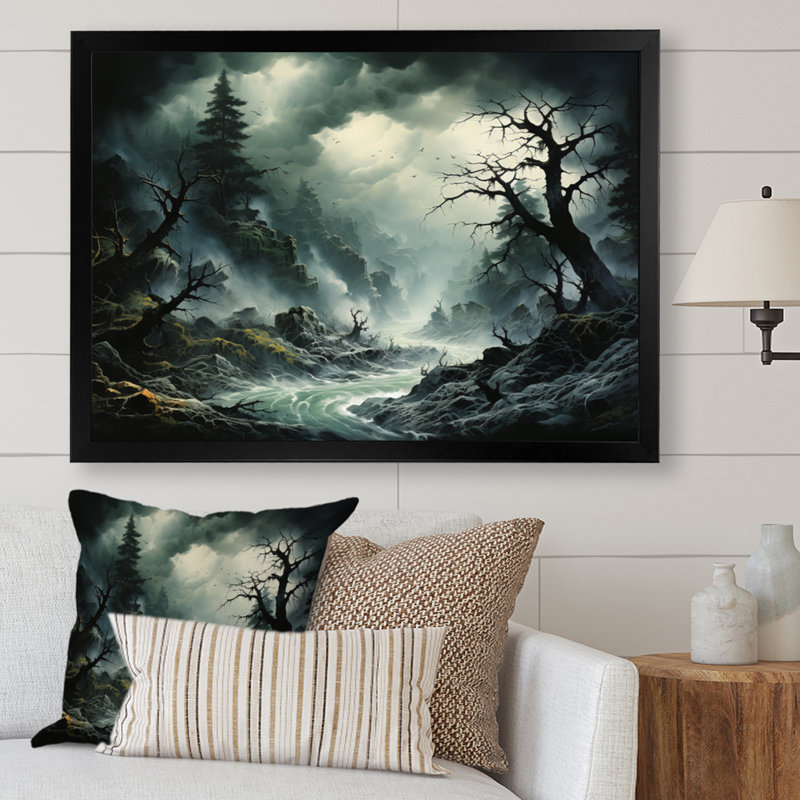 Tempête de rafales de chaos sur toile, H 16 po x l 32 po x P 1 po, Cadre simple noir