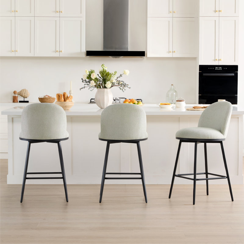 Aura 26'' Upholstered Swivel Counter Stool, Light, 3