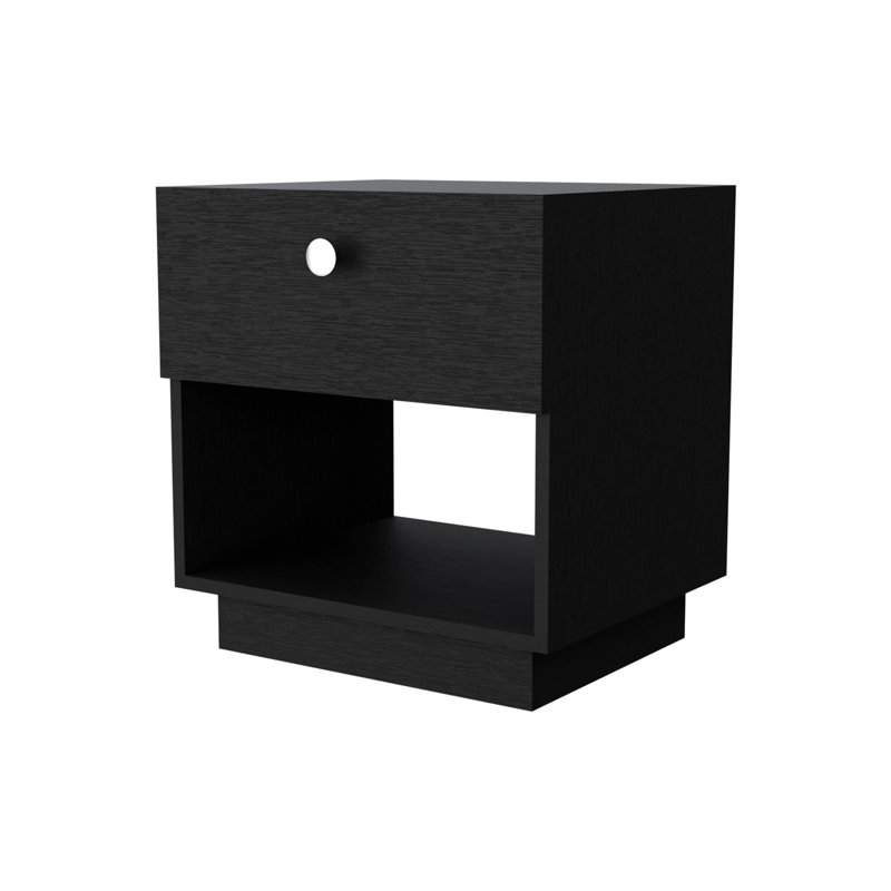 Febo 18.50'' W Wood Nightstand, Black