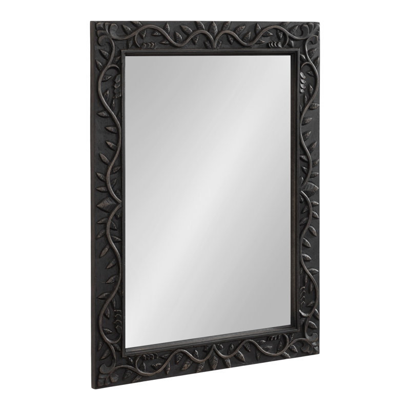 Moeko Solid Wood Rectangle Mirror, Black