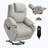 Up To 350 LBS Polyester Power Lift Recliner Chair, Heavy Duty Motion Mechanism With 8-Point Vibration Massage And Lumbar Heating, USB And Type-C Ports, Stainless Steel Cup Holders, Beige-137901336