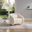 Fauteuil d'appoint pivotant en tonneau Clean White Teddy Upholstery-1892221599