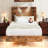 Wooden floating bed frame with LED lights,Platform Bed Frame with Reading Light Headboard-845403994