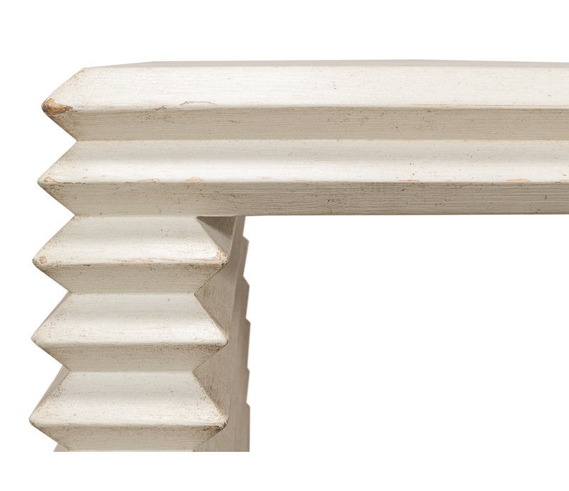 Stacked Solid Wood End Table, Antique White