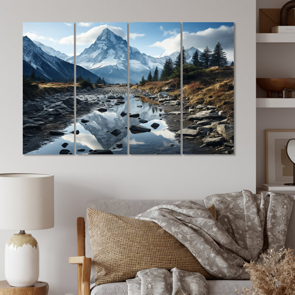 DesignArt Canadablack And White Mountain Reflections I On Canvas 4 ...
